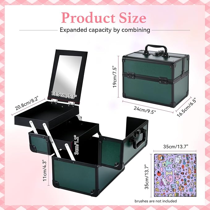 Makeup Train Case, Portable Makeup Case - Image 3