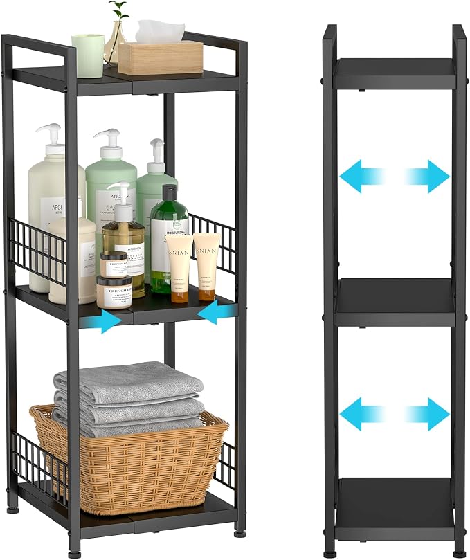 DAOUTIME 3-Tier Metal Shelving Unit, Expandable, Free-Standing, Open Floor by DAOUTIME