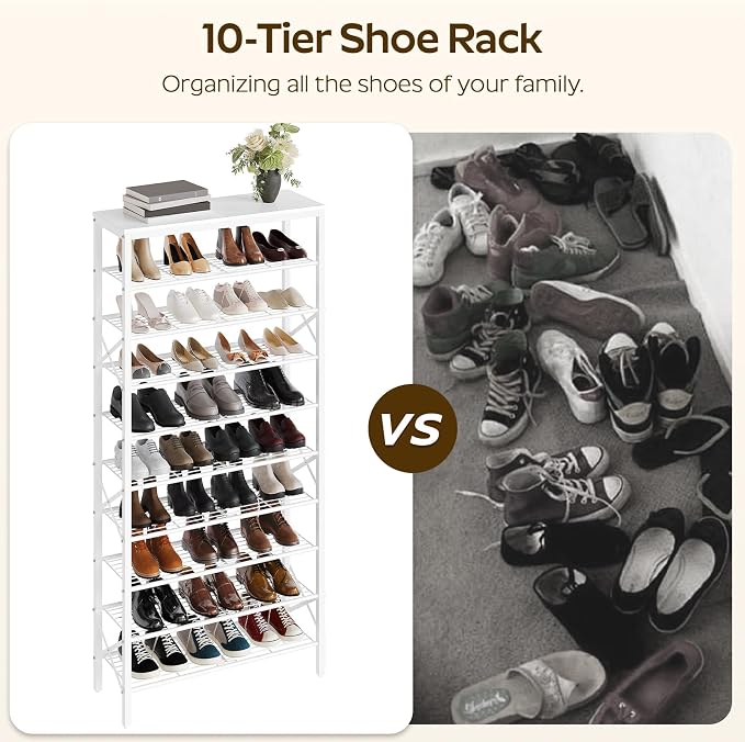 YATINEY 10 Tier Shoe Rack, Large Capacity Shoe Storage Organizer Holds 40 Pairs - Image 4