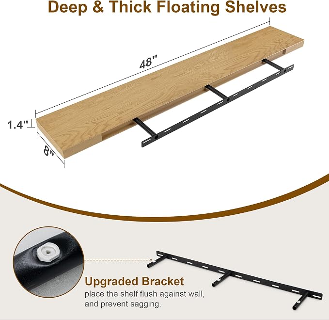 Fun Memories Floating Shelves, 8 Inch Deep Floating Shelves, Rustic Wood - Image 3