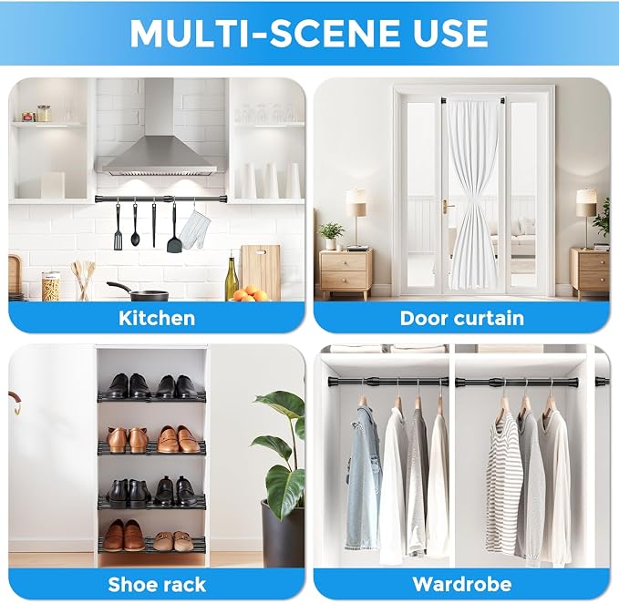 4 Pack Small Tension Rod 12 to 19 Inch Adjustable Tension Curtain Rod Mini - Image 5