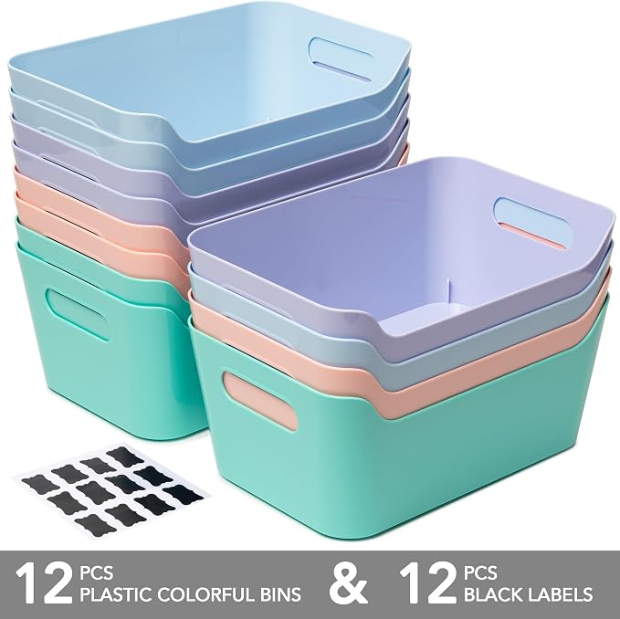 Tiawudi 12 Pack 4.5L Storage Bins, Plastic Storage Baskets - Image 2
