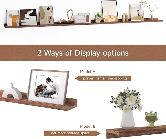 Floating Picture Ledge Shelves for Wall Set of 2, 84 Inches Picture Ledge Shelf - Image 6