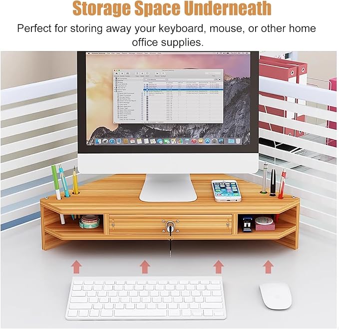 Triangular Wooden Corner Monitor Stand - Image 4