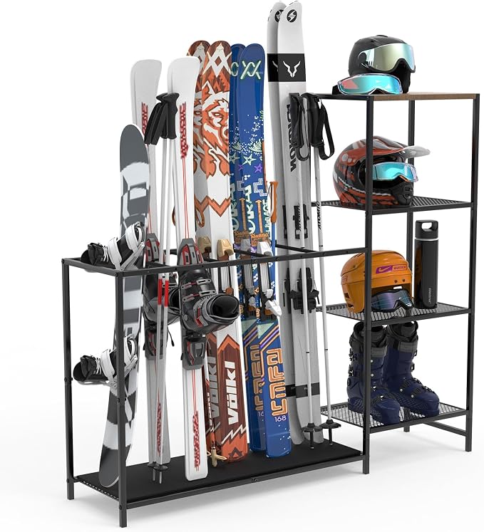 Freestanding Ski Rack, Ski Storage Rack w/Width-Adjustable Bars, Ski & by Unknown