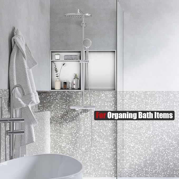 JQK Shower Niche No Tile Need, 304 Stainless Steel Recessed Shower Caddy - Image 7