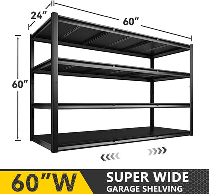 REIBII 60" W Garage Shelving, 2650LBS Heavy Duty Storage Shelves, 4 Tier - Image 2