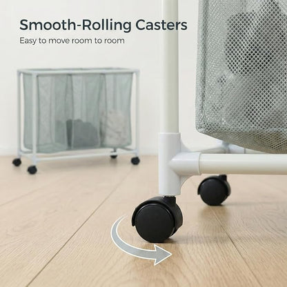 3 Section Laundry Hamper with Wheels & Lid, Large Rolling Laundry Basket - Image 8