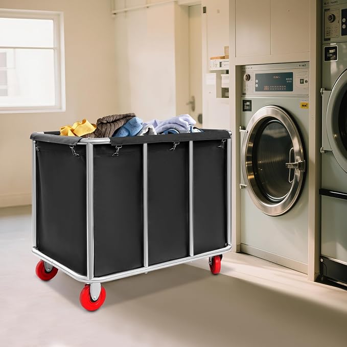 Commercial Laundry Cart with Wheels, Laundry Hamper Cart, Heavy Duty Rolling - Image 8
