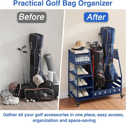 Lauren&Harold Golf Bag Organizer Garage Storage, Golf Storage Rack Stand Fits 2 - Image 6