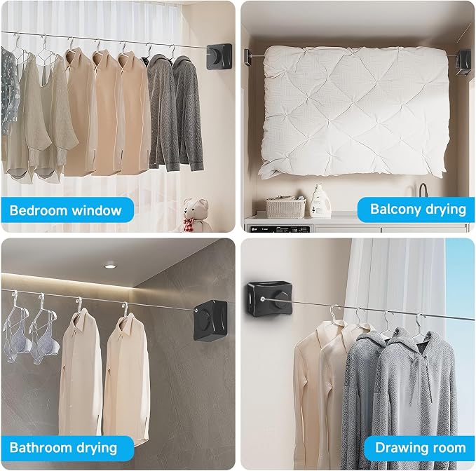 Retractable Outdoor Clothes Line, Heavy Duty Clothes Drying Laundry Line Wall - Image 6