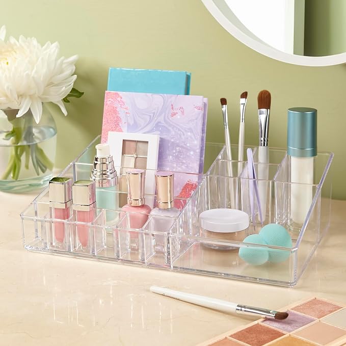 STORi Audrey Clear Vanity Makeup Organizer | 15-Compartment Holder - Image 7