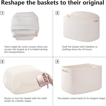 OIAHOMY 4 Pack Storage Baskets for Organizing, Cube Storage Bins for Shelves - Image 7