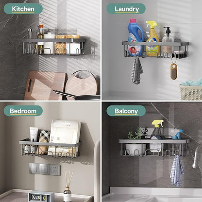 Veken 6-Pack Rustproof & Waterproof Shower Caddy, Adhesive Shelves Rack - Image 6