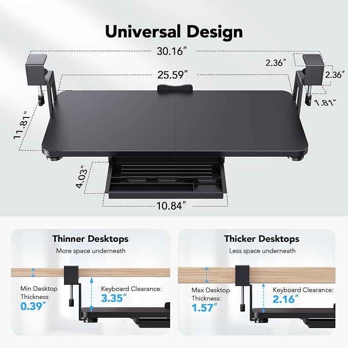HUANUO Large Under Desk Keyboard Tray - Image 3