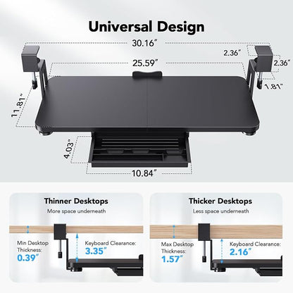 HUANUO Large Under Desk Keyboard Tray - Image 3