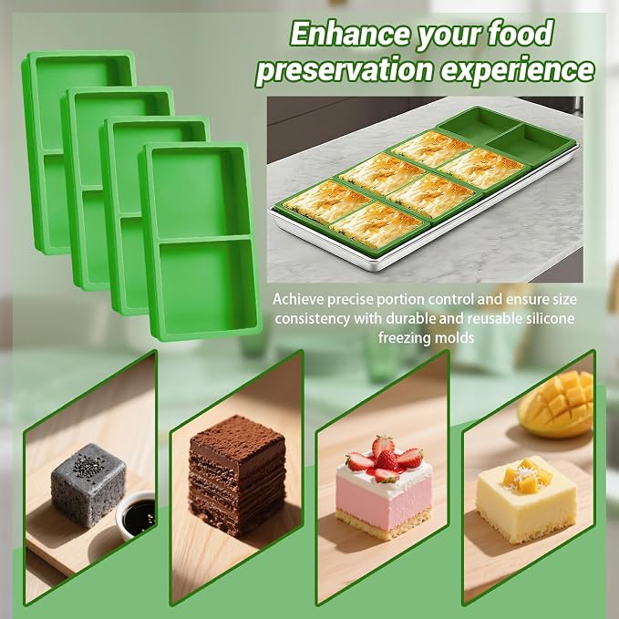 4-Piece Green Silicone Freezer Molds & Trays, Silicone Tray Dividers - Image 6