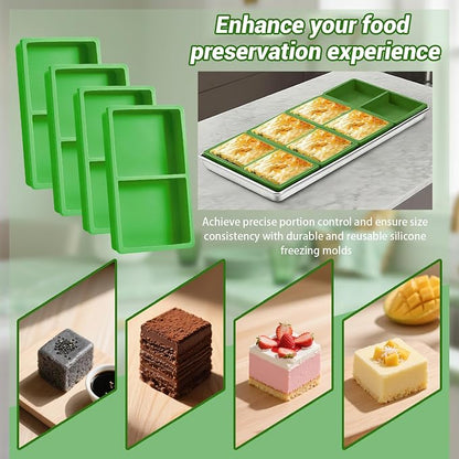 4-Piece Green Silicone Freezer Molds & Trays, Silicone Tray Dividers - Image 6