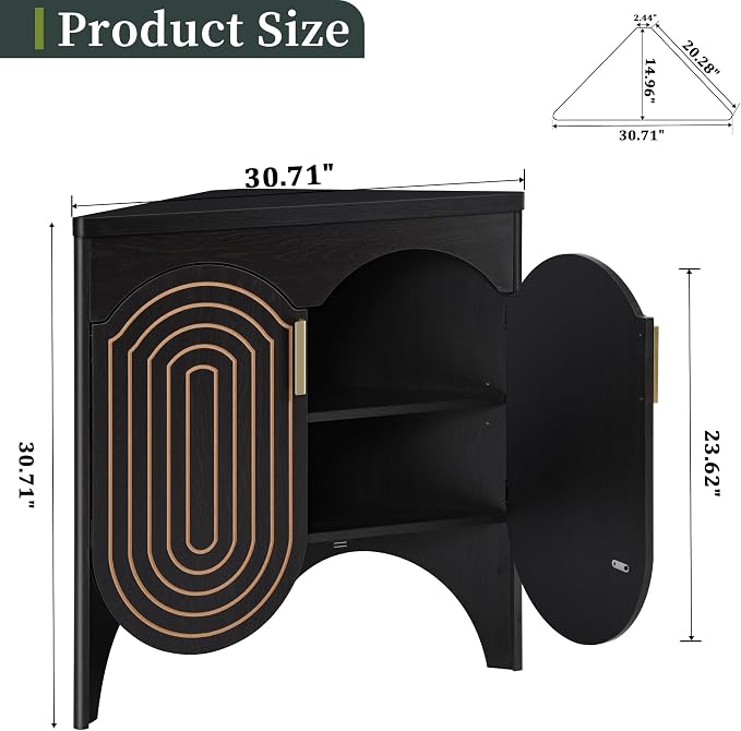 Small Corner Storage Cabinet, Mid Century Modern Floor Corner Cabinet - Image 2