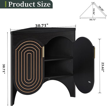Small Corner Storage Cabinet, Mid Century Modern Floor Corner Cabinet - Image 2