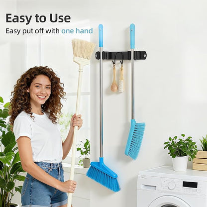 Broom Holder Wall Mount, Stainless Steel Mop and Broom Organizer, Broom Hanger - Image 4