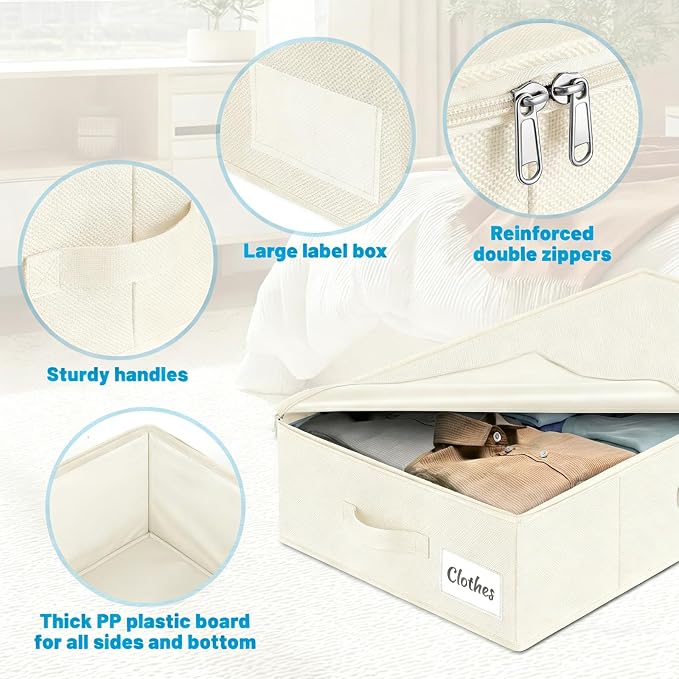Under Bed Storage Container Bins 2 Pack, Low Profile Foldable Underbed Clothes - Image 6