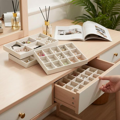 12 Pcs Stackable Jewelry Organizer Trays, Adjustable Velvet Jewelry Box Tray - Image 6