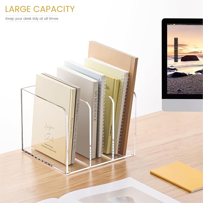 Acrylic Magazine Holder, Magazine File Holder Sorter Rack Workspace Organizers - Image 8