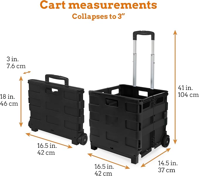Collapsible Ultra-Slim Pack-N-Roll, 2 Wheel Utility Cart, - Image 2