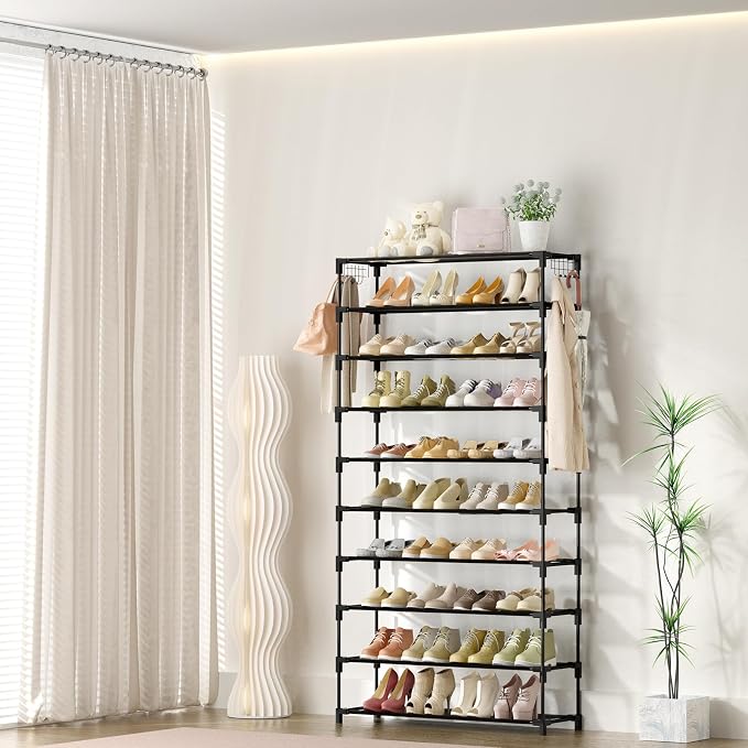 LANTEFUL 10 Tiers Shoe Rack 50 Pairs Large Capacity Tall Shoe Organizer Sturdy - Image 7