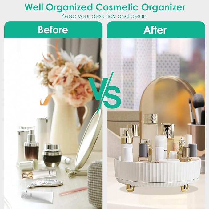 360 Rotating Makeup Organizer, Modern Acrylic Round Organizer - Image 9