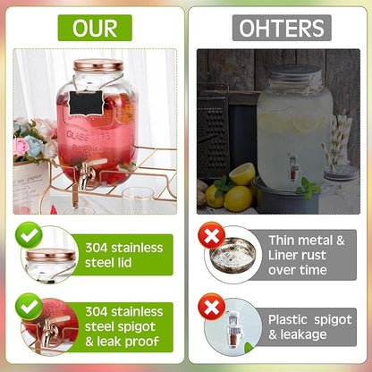 Lallisa 2 Pcs 2 Gallon Glass Drink Dispenser - Image 7