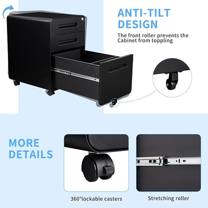 Letaya File Cabinet, 3 Drawer Filing Cabinets - Image 4