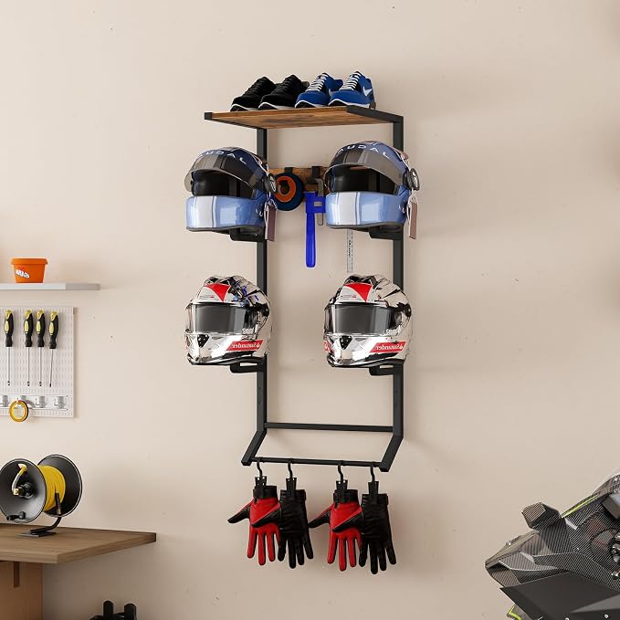 HOOBRO Motorcycle Helmet Rack Wall Mount, Helmet Holder - Image 4