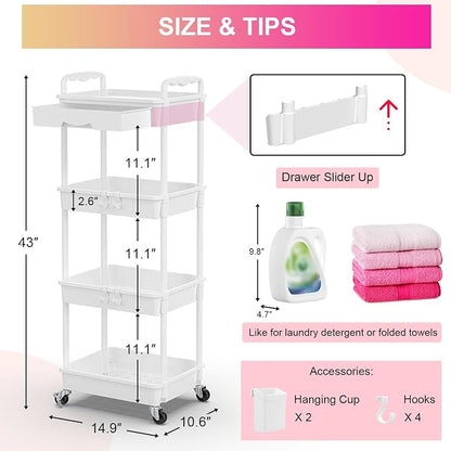 Goovilla 4 Tier Rolling Utility Cart Organizer - Image 4