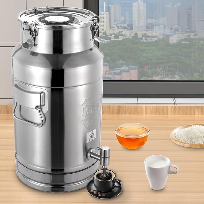Milk Can Barrel Stainless Steel Beverage Drink Dispenser Large Capacity Storage - Image 4