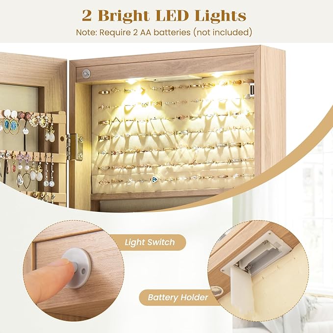 Giantex Wall or Door Mounted Jewelry Armoire - Image 4