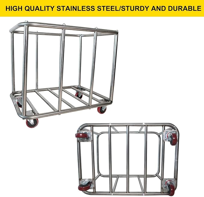 Commercial Laundry Cart with Wheels, 11.35 Bushel Large Laundry Cart, Heavy - Image 5