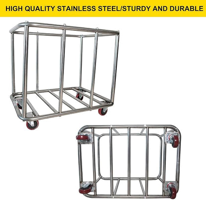 Commercial Laundry Cart with Wheels, 11.35 Bushel Large Laundry Cart, Heavy - Image 5