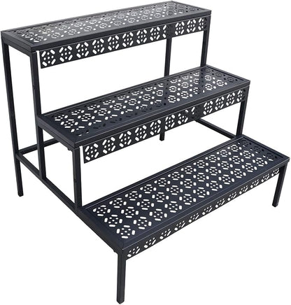 aboxoo 3 Tier Stair Style Large Metal Plant Stand, Garden Display Shelf Flower by aboxoo