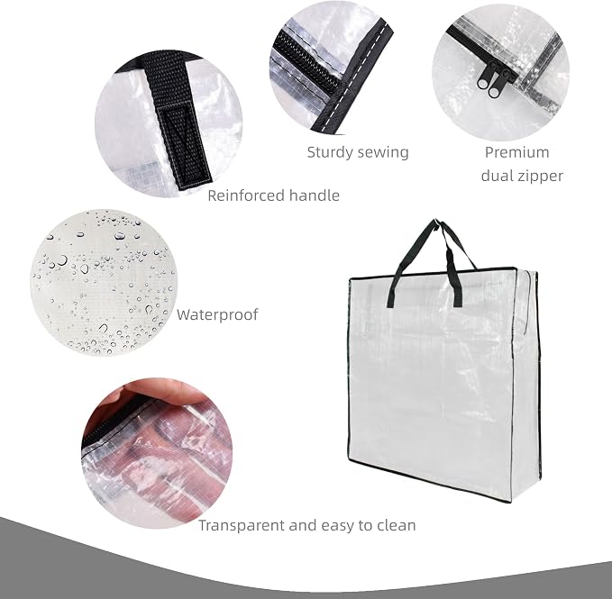 Clear Storage Bags with Zipper and Handles, Blanket Bags - Image 3