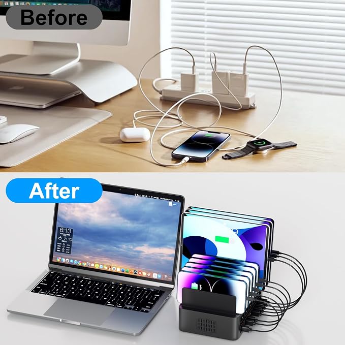 150W/35A Charging Station for Multiple Devices, 20 Port USB C Fast Charging - Image 4