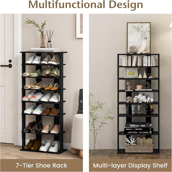 Tangkula 8-Tier Vertical Shoe Rack, Space-Saving Corner Shoe Organizer - Image 6