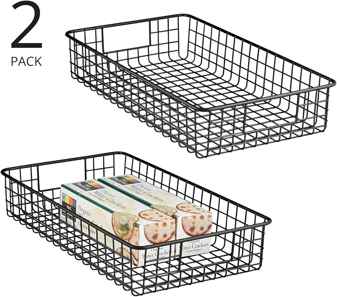 mDesign Wide Wire Storage Basket - Image 2
