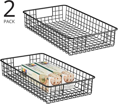 mDesign Wide Wire Storage Basket - Image 2