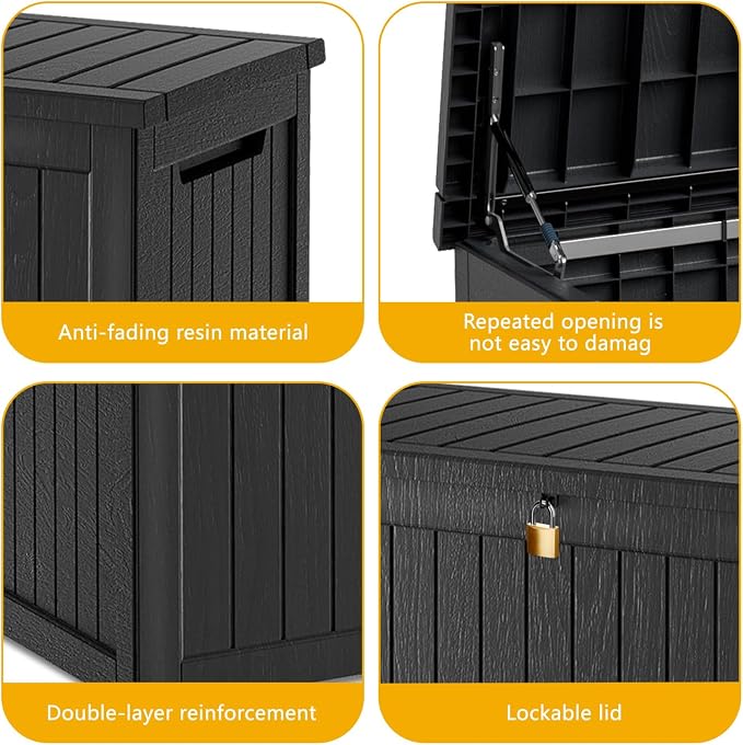 200 Gallon Deck Box, Resin Outdoor Indoor Waterproof Storage Box, Lockable - Image 5