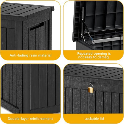 200 Gallon Deck Box, Resin Outdoor Indoor Waterproof Storage Box, Lockable - Image 5