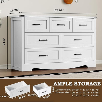 7-Drawer Dresser for Bedroom, Modern Wooden Chest of Drawers - Image 2