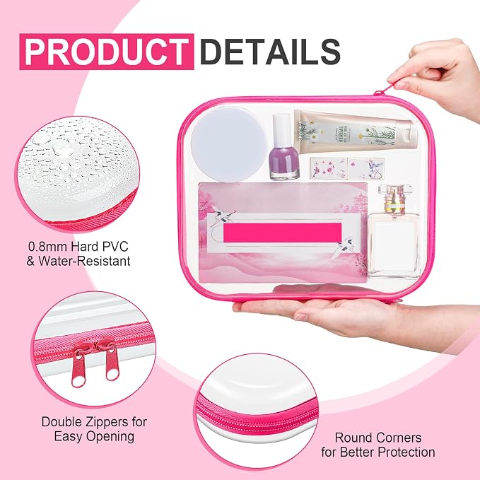 Hoolerry 4 Pcs Hard Clear Zipper Case Makeup Bags Plastic Pencil Pouch - Image 3
