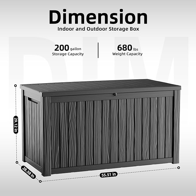Large Outdoor Storage Box, 200 Gallon Deck Box, Lockable Outside Storage Bin - Image 7
